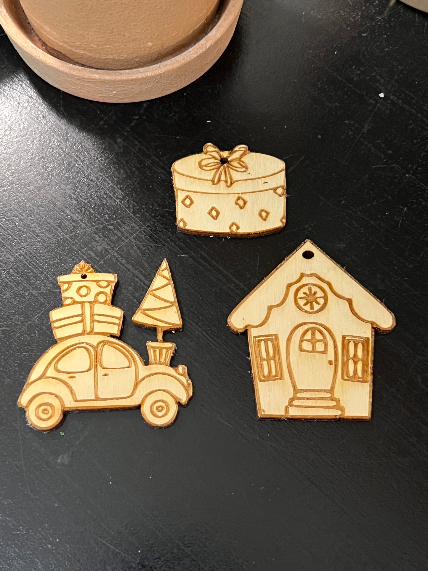  wooden ornaments 