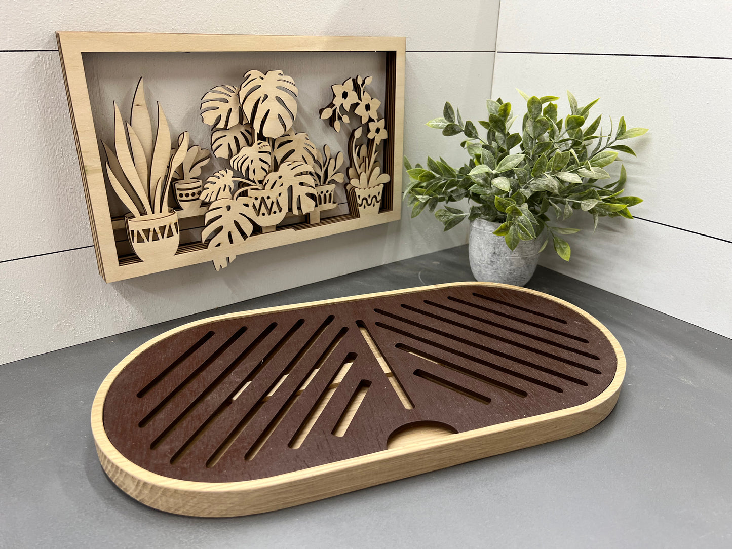 French bread crumb, and cutting board