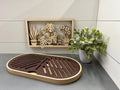 This is a made to order French bread, crumb tray/cutting board. It is made from walnut and maple or white oak.
