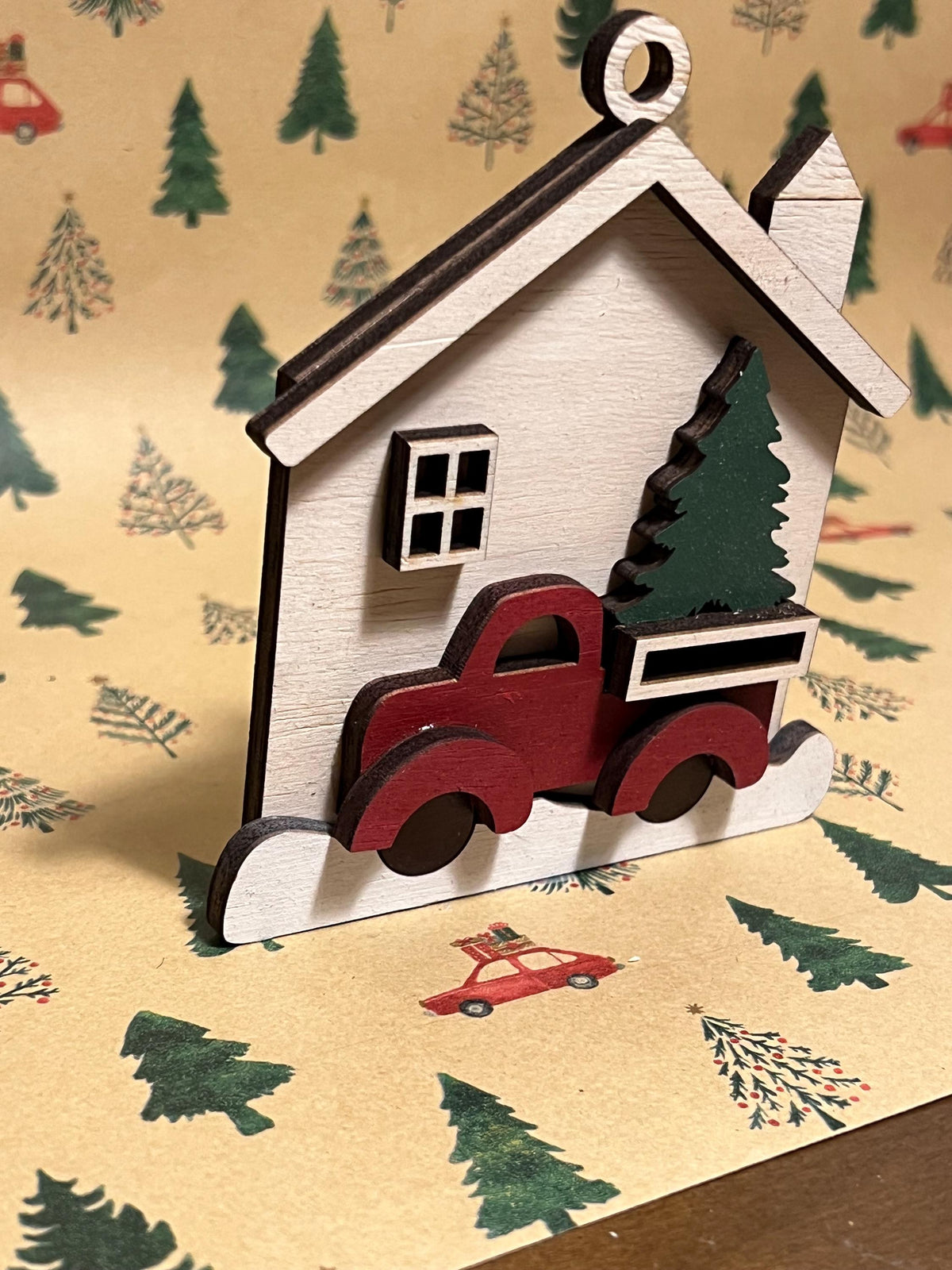 Personalized Vintage Red Truck Christmas Ornament | Wooden Farmhouse Ornament | Handmade Holiday Keepsake
