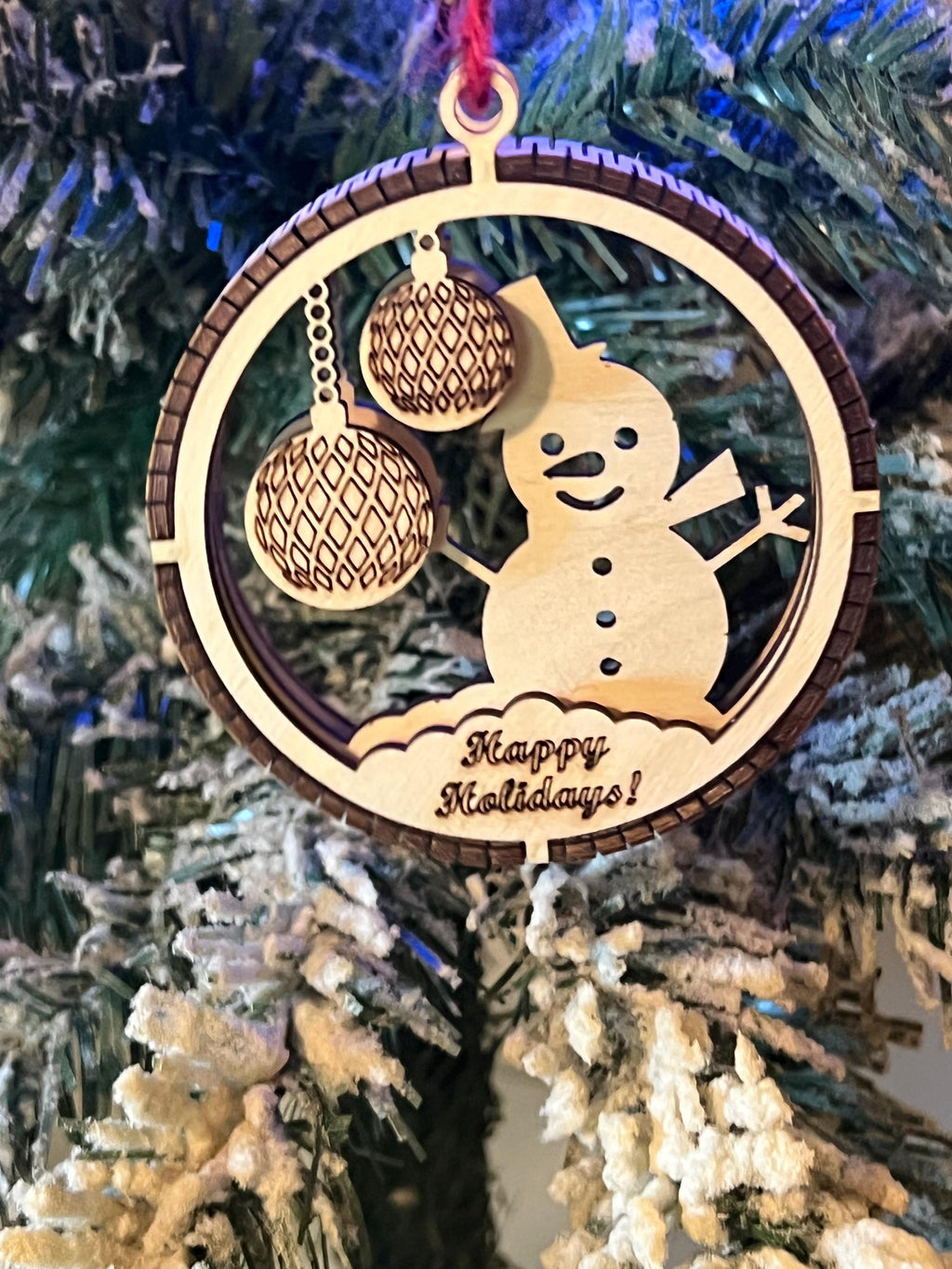 Handcrafted three-dimensional wooden ornament