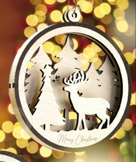 Handcrafted Round Wooden Christmas Ornament with Winter Scene