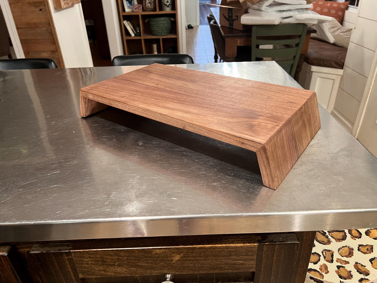 Solid Walnut monitor stand with storage underneath