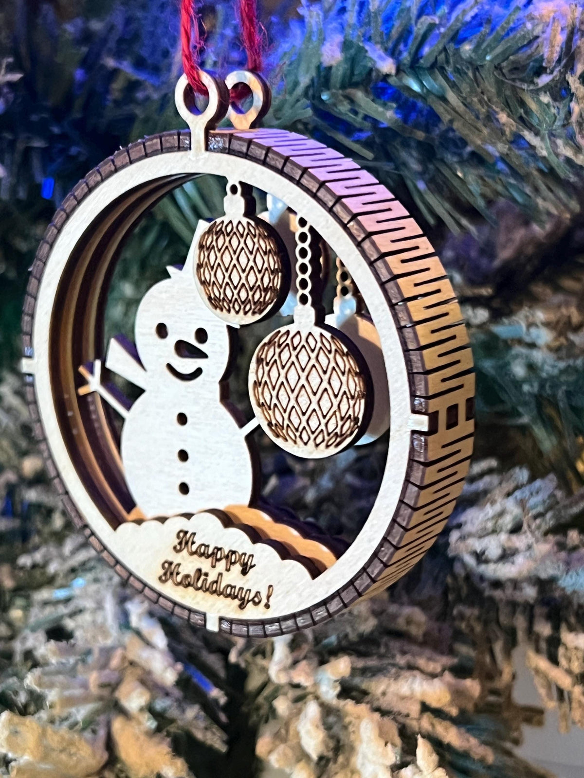 Handcrafted three-dimensional wooden ornament