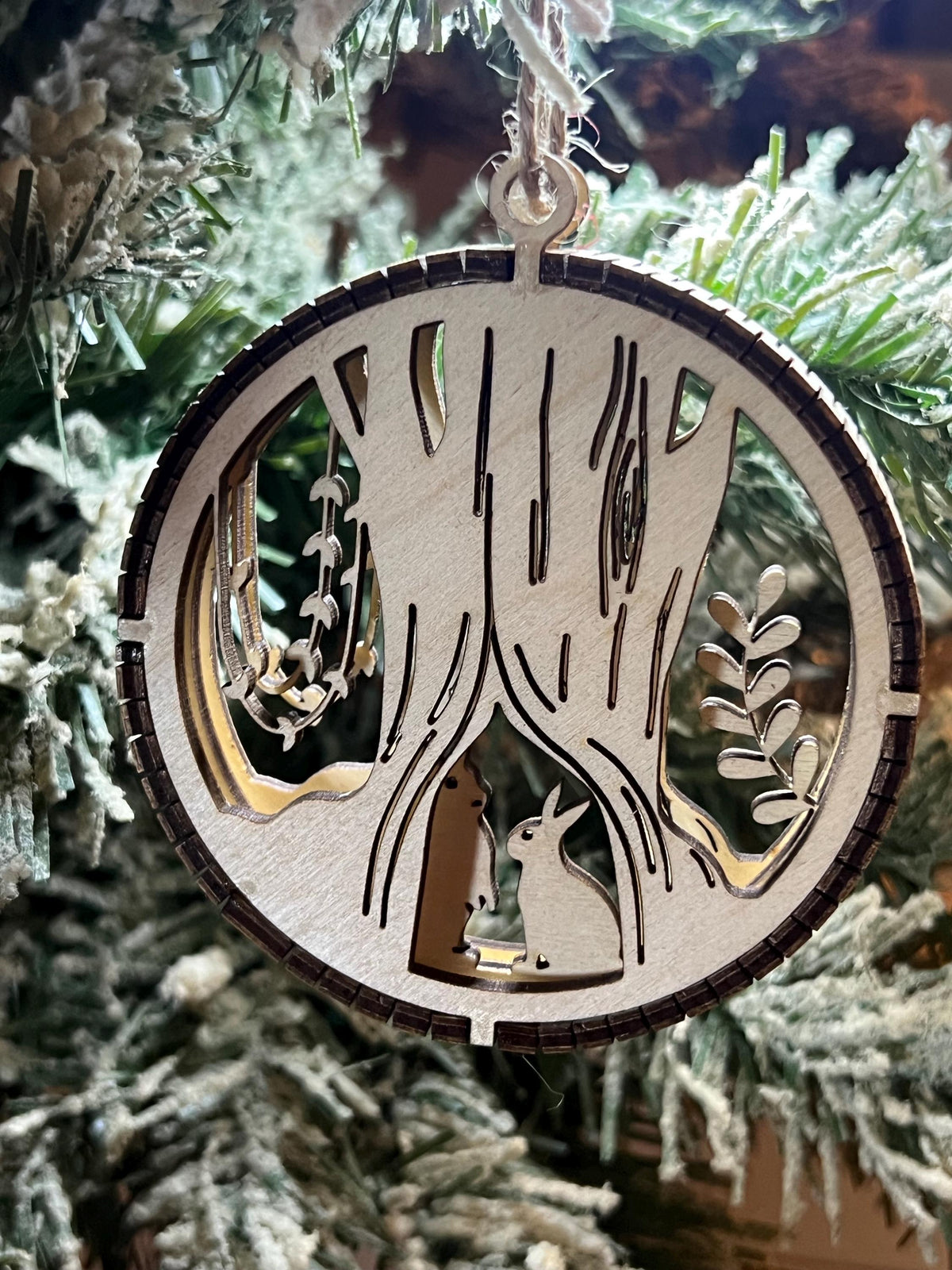 Handcrafted three-dimensional wooden ornament