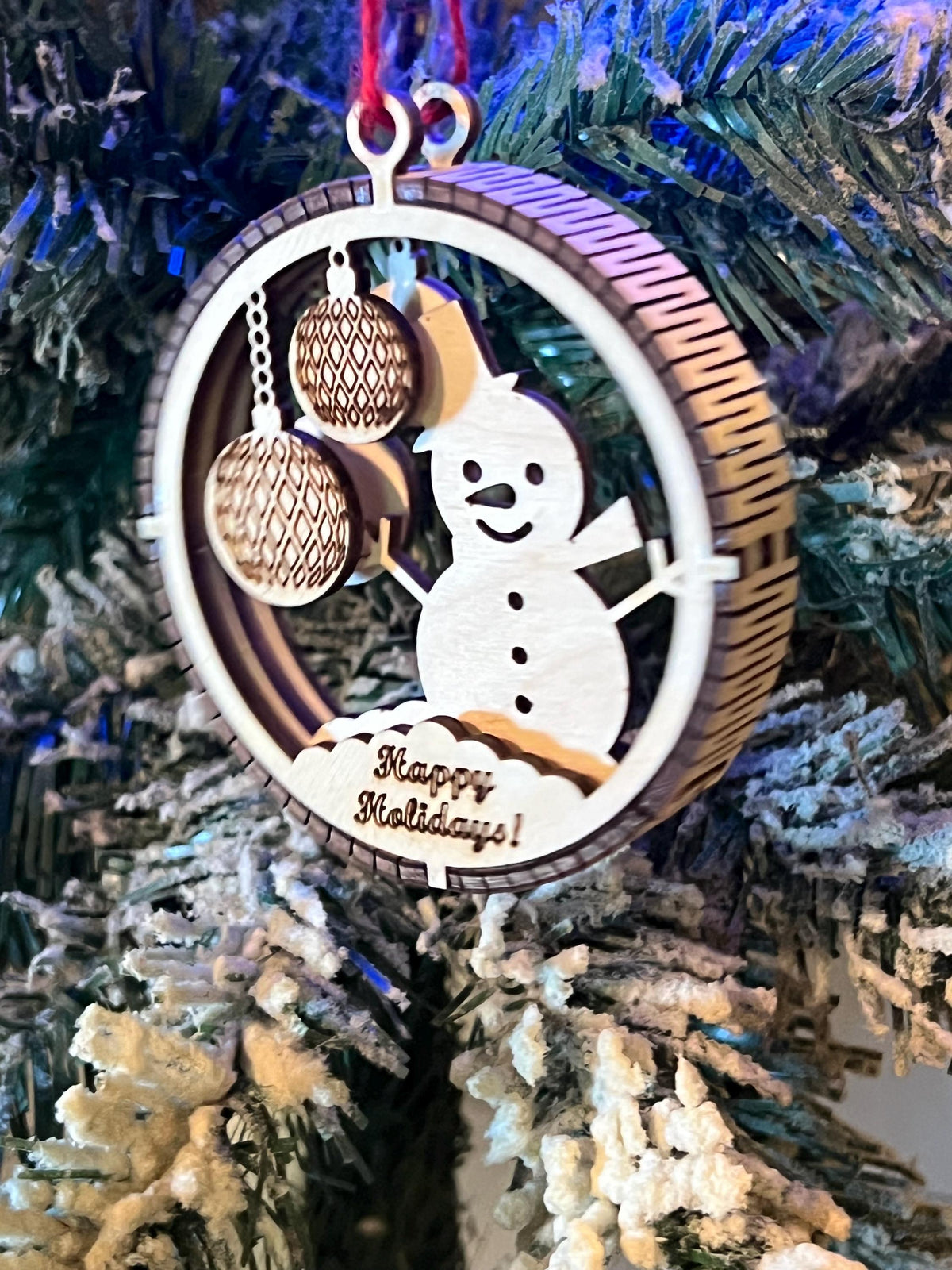 Handcrafted three-dimensional wooden ornament