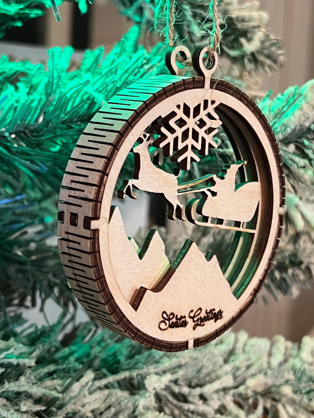 Handcrafted three-dimensional wooden ornament