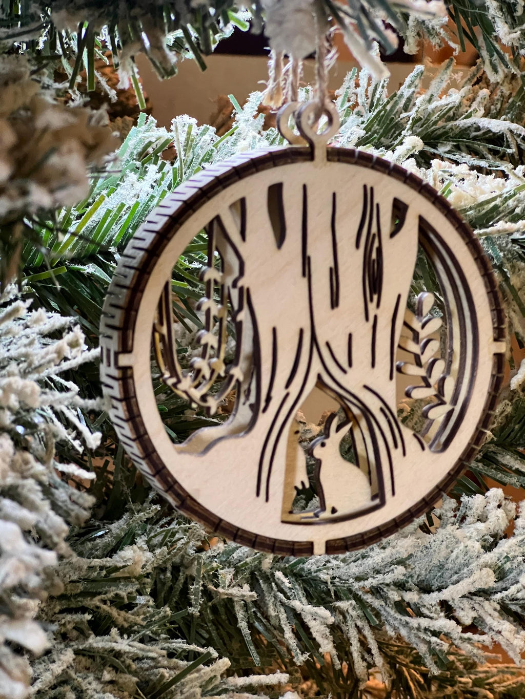 Handcrafted three-dimensional wooden ornament