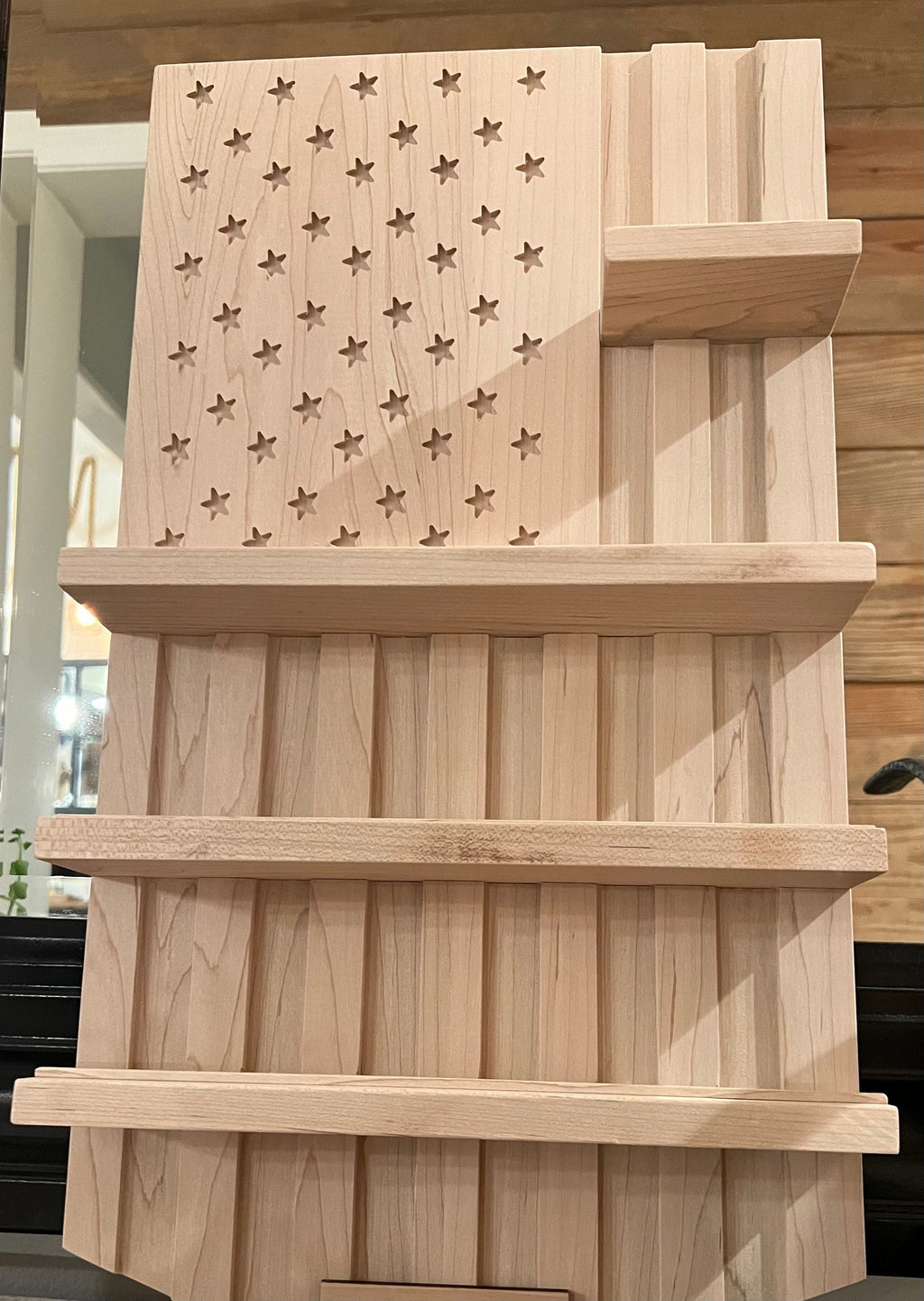 Coin military challenge displayed on a USA flag background designed to be hung on the wall