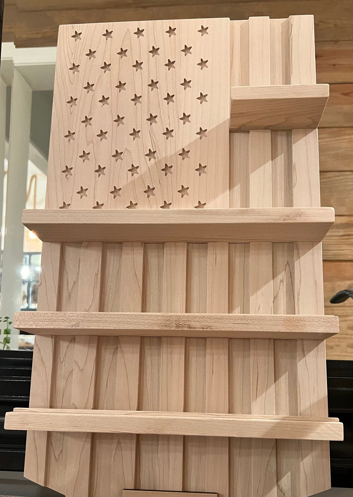 Coin military challenge displayed on a USA flag background designed to be hung on the wall