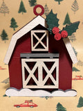Red Barn Christmas Ornament | Wooden Holiday Decor