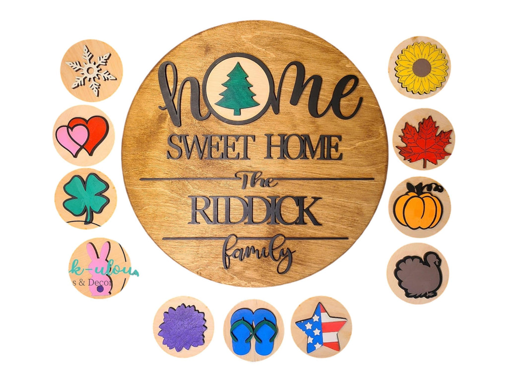 Personalized Interchangeable Welcome Sign | Wooden Front Door Sign |