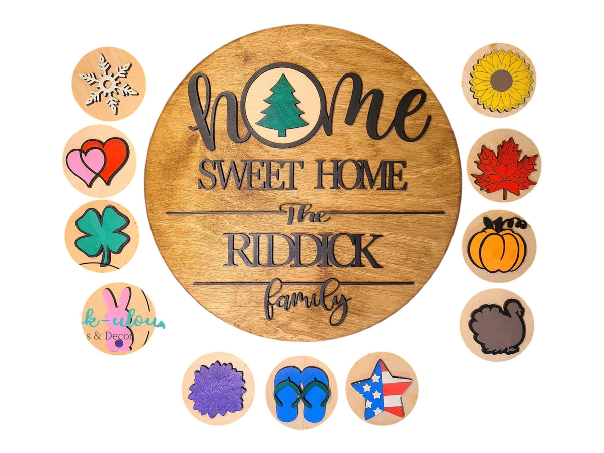 Personalized Interchangeable Welcome Sign | Wooden Front Door Sign |