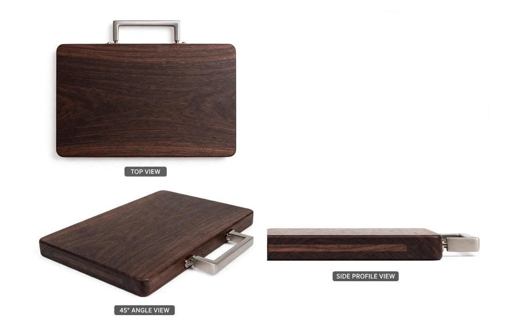 Black Walnut Cutting Board with Brushed Nickel Handle | Handmade Serving Board | Charcuterie Board | Custom Kitchen Gift