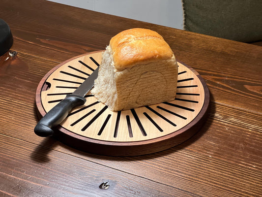 14” Round Walnut Cutting Board  | Crumb Catcher Tray | Wooden Serving Board | Kitchen Gift