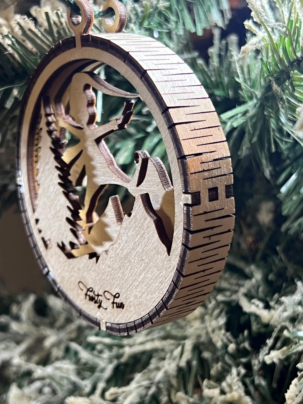 Handcrafted three-dimensional wooden ornament
