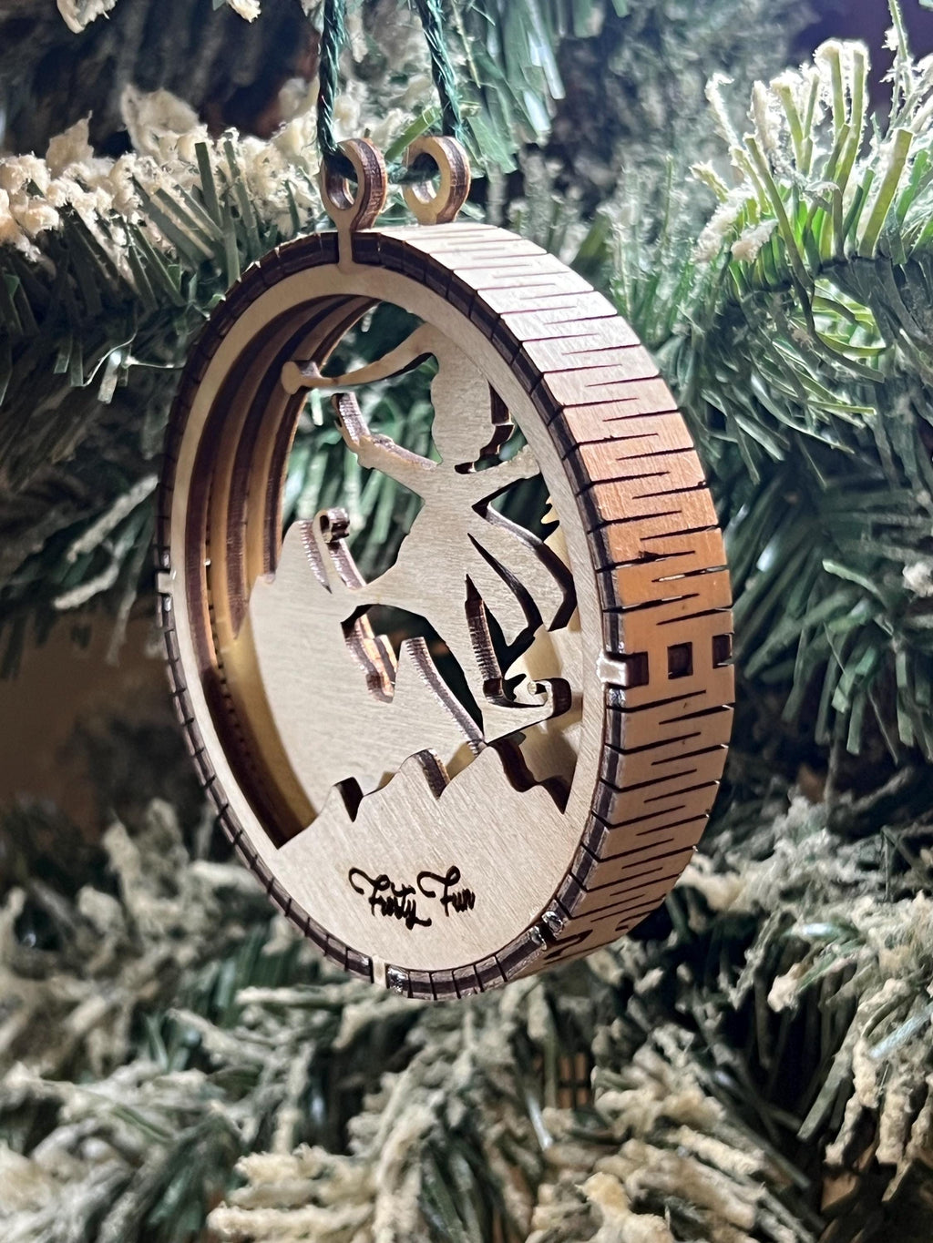 Handcrafted three-dimensional wooden ornament