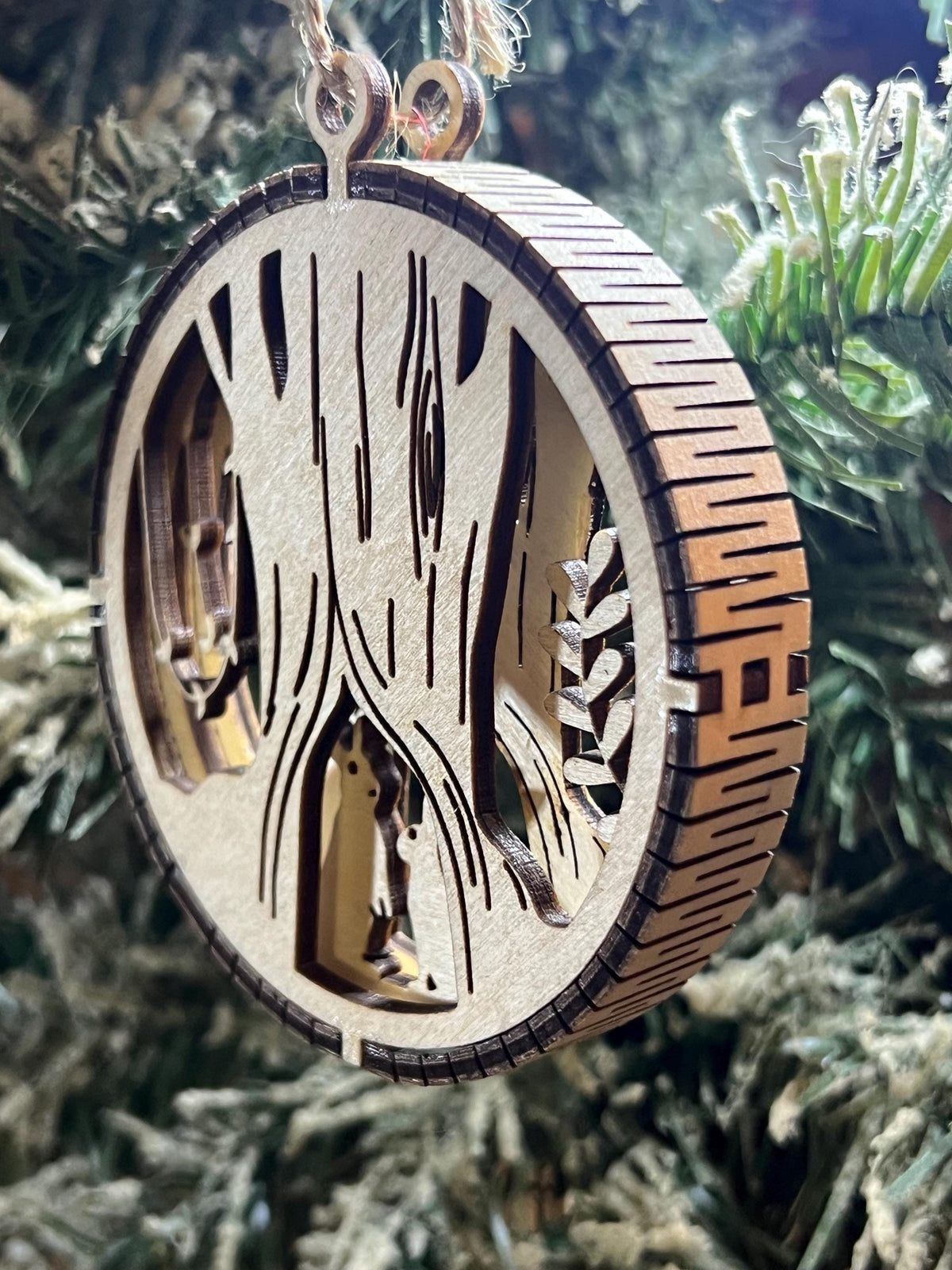 Handcrafted three-dimensional wooden ornament