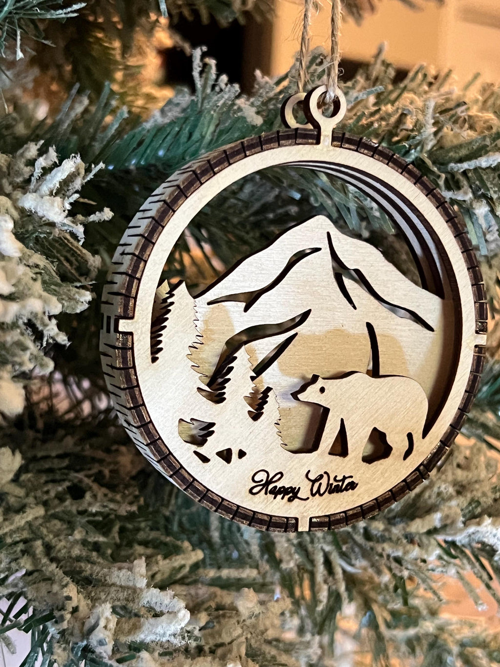 Handcrafted three-dimensional wooden ornament