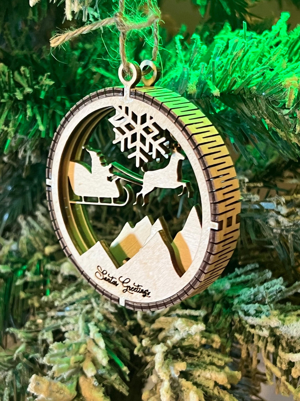 Handcrafted three-dimensional wooden ornament