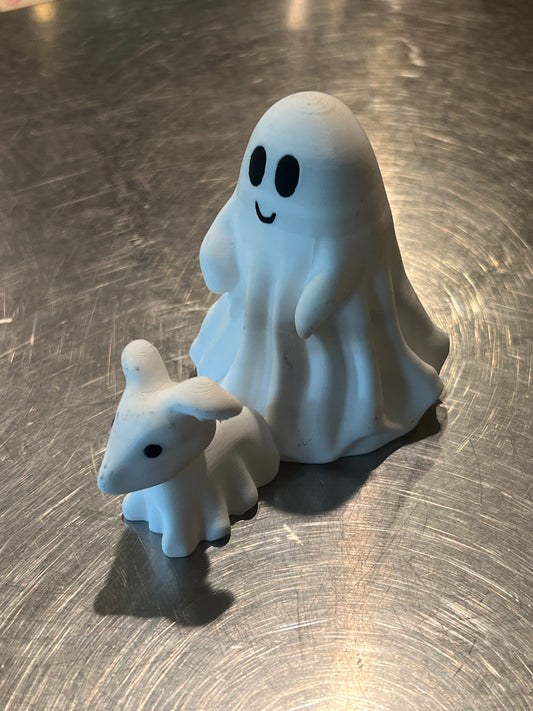 This is a cute little ghost and his dog, great home decor for the Halloween season