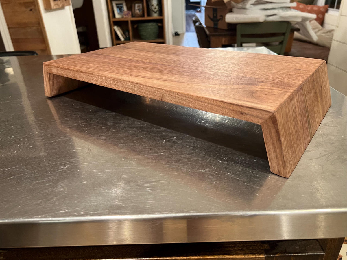 Solid Walnut monitor stand with storage underneath