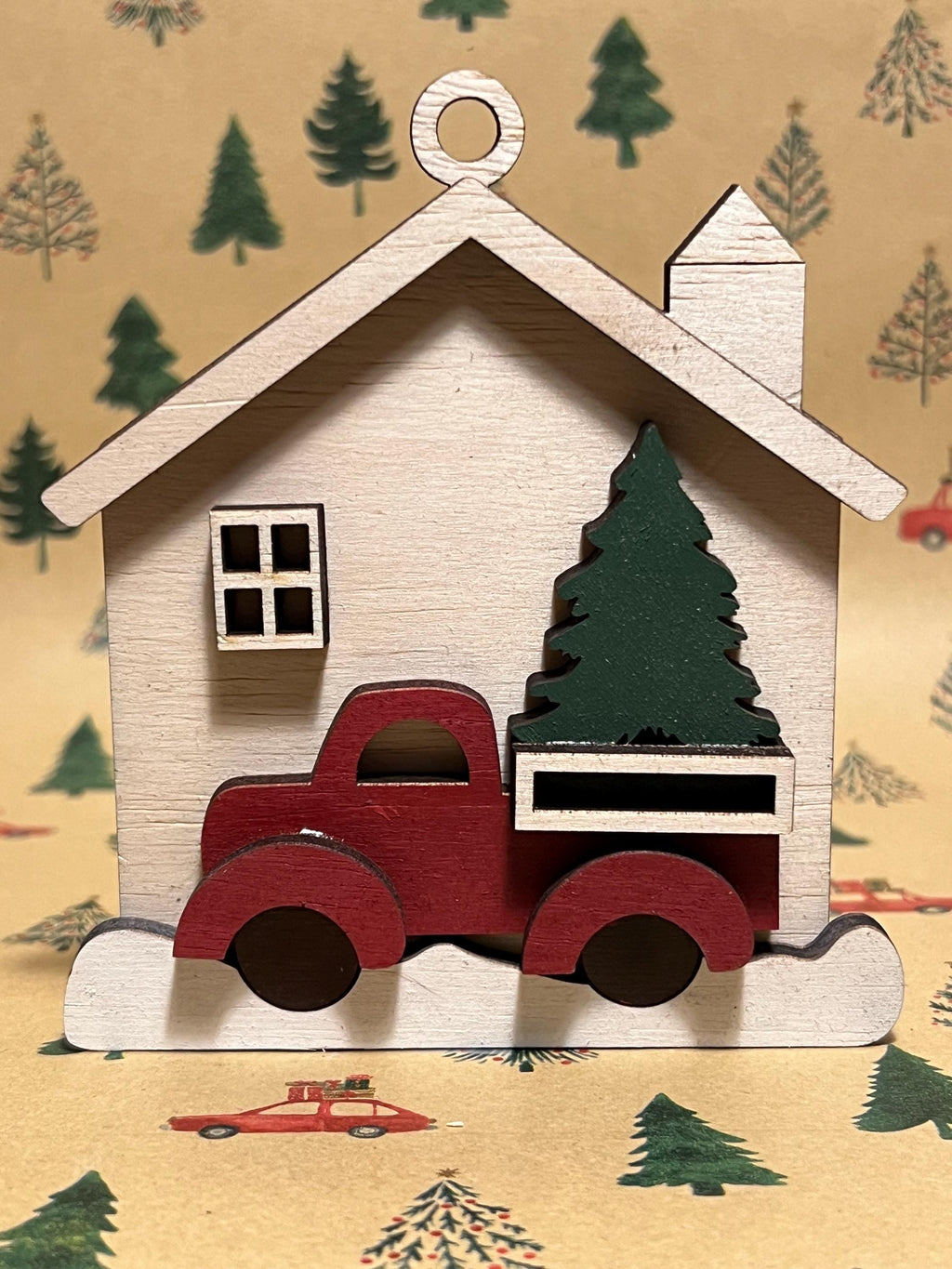 Personalized Vintage Red Truck Christmas Ornament | Wooden Farmhouse Ornament | Handmade Holiday Keepsake