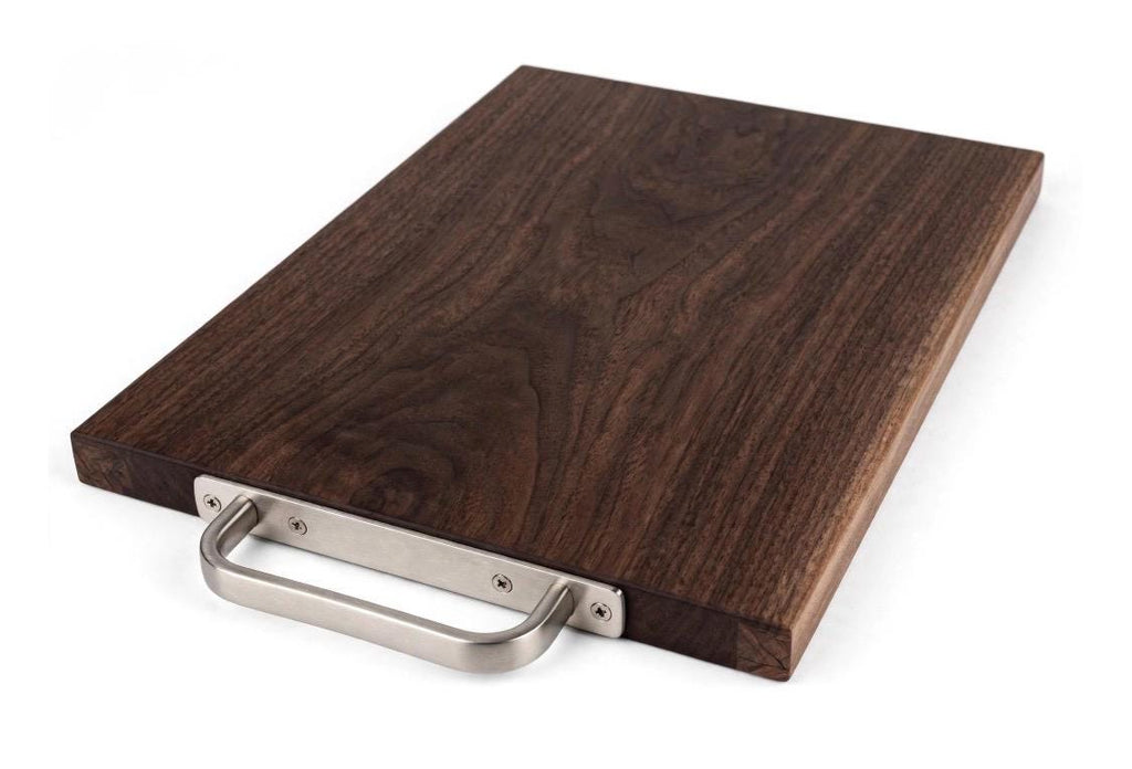 Black Walnut Cutting Board with Brushed Nickel Handle | Handmade Serving Board | Charcuterie Board | Custom Kitchen Gift