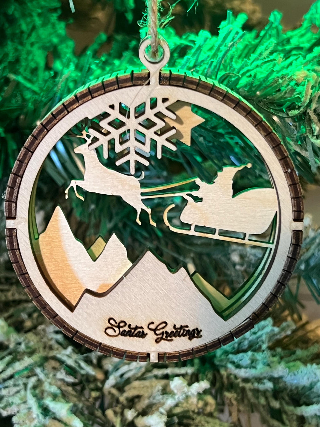 Handcrafted three-dimensional wooden ornament
