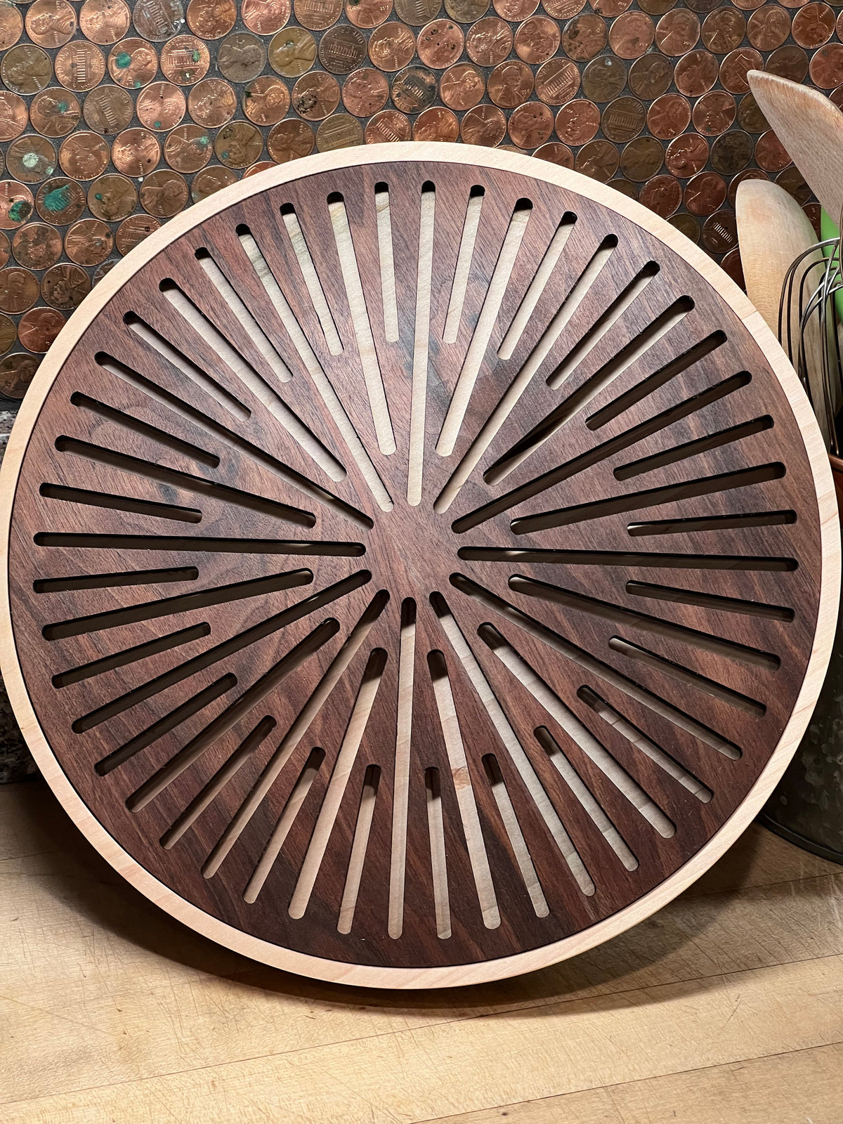 Sourdough Bread Cutting Board | Round Walnut Maple Crumb Catcher | Handmade Bread Slicing Board | 12” Kitchen Gift