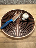 Sourdough Bread Cutting Board | Round Walnut Maple Crumb Catcher | Handmade Bread Slicing Board | 12” Kitchen Gift