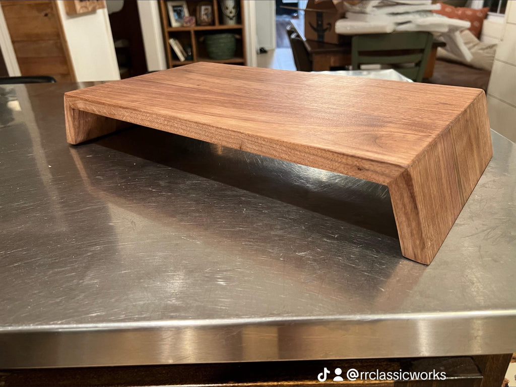Solid Walnut monitor stand with storage underneath