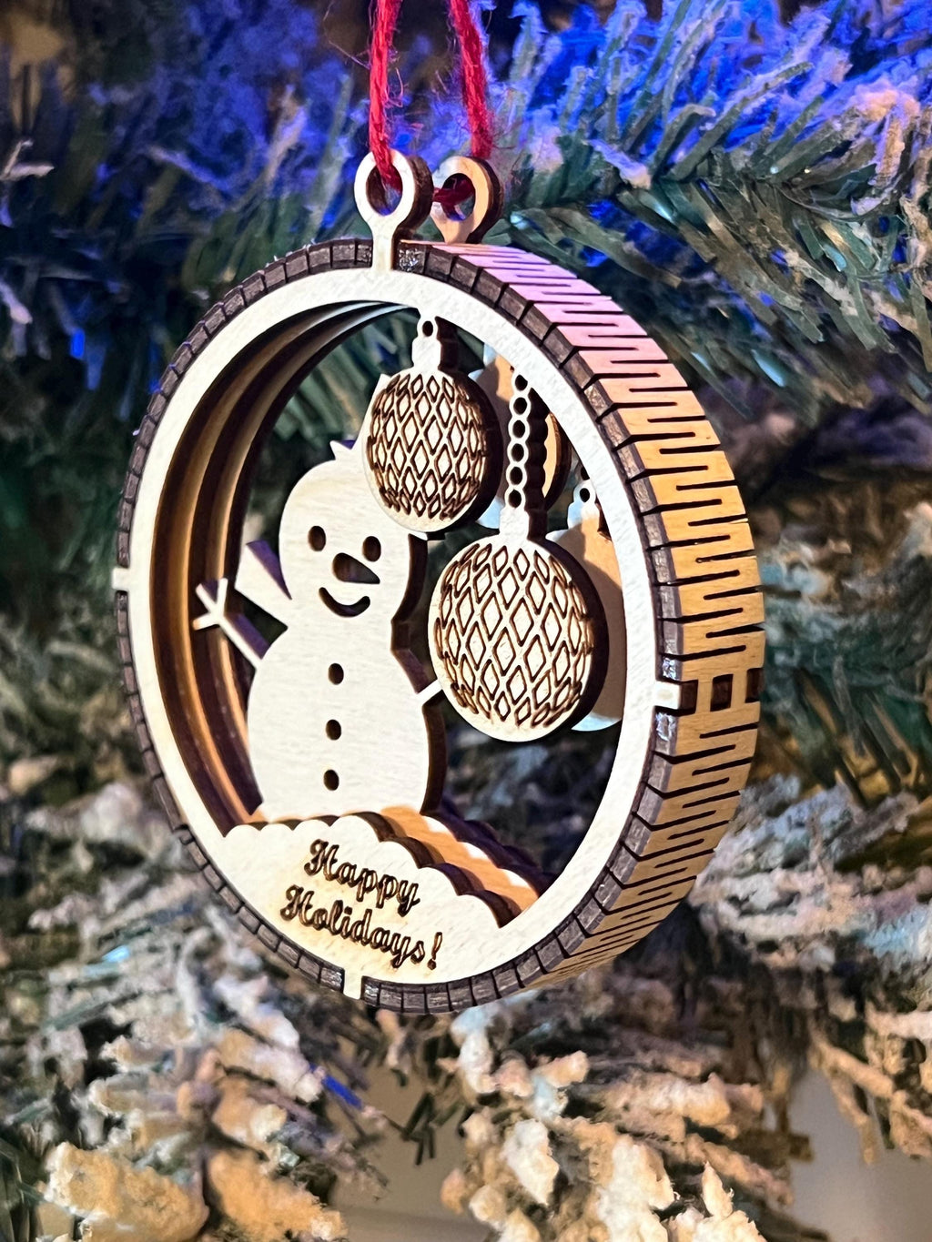 Handcrafted three-dimensional wooden ornament