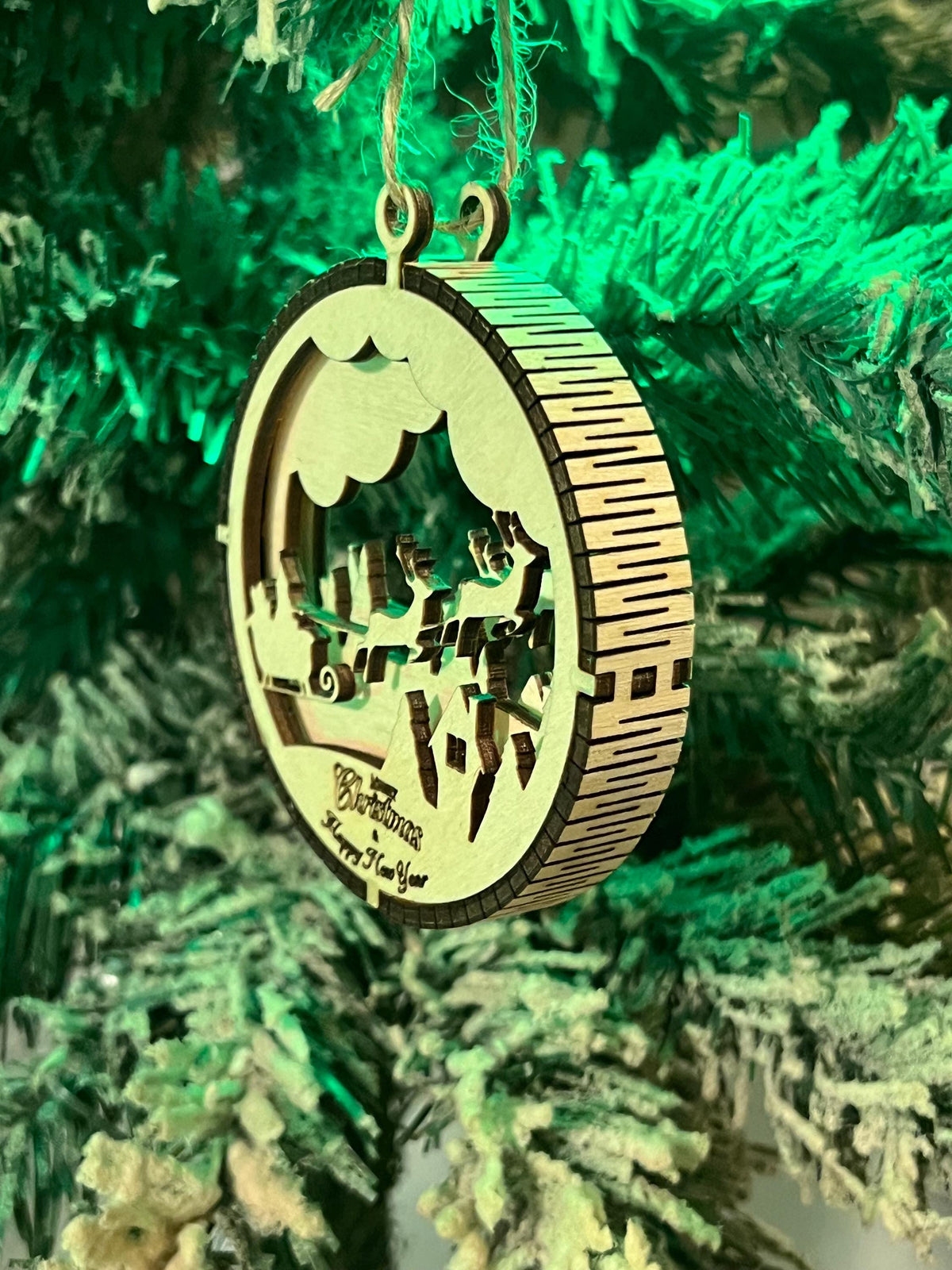 Handcrafted three-dimensional wooden ornament