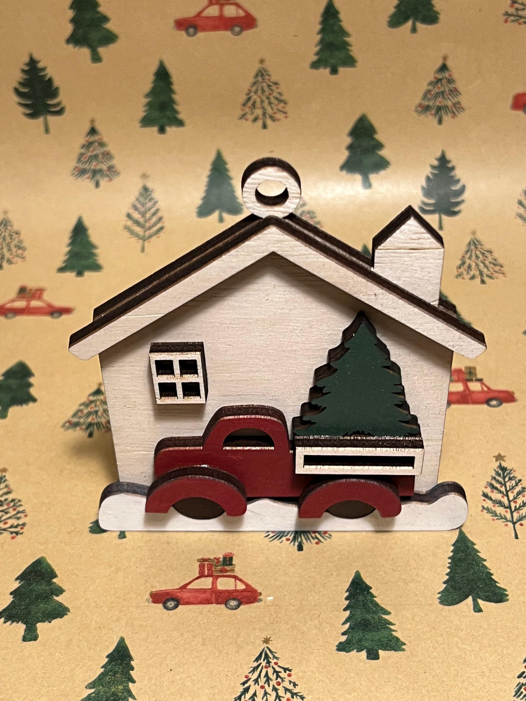 Personalized Vintage Red Truck Christmas Ornament | Wooden Farmhouse Ornament | Handmade Holiday Keepsake