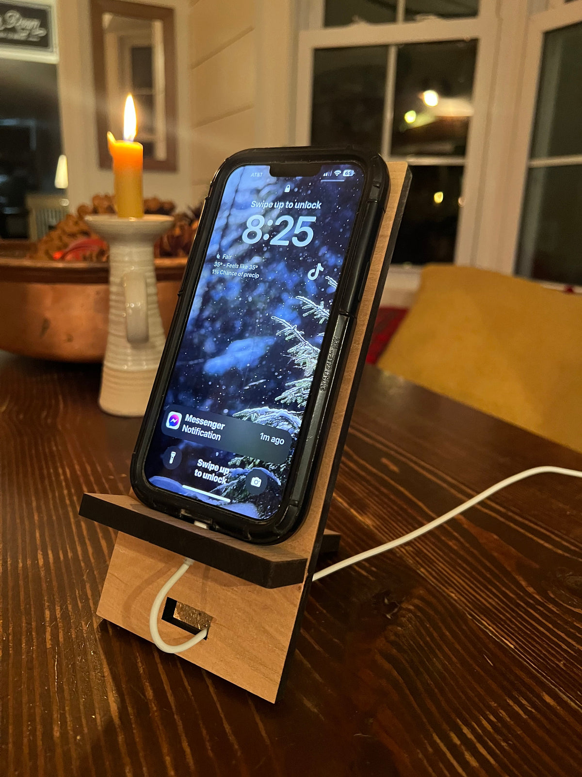 Solid wood cherry, and walnut phone stand
