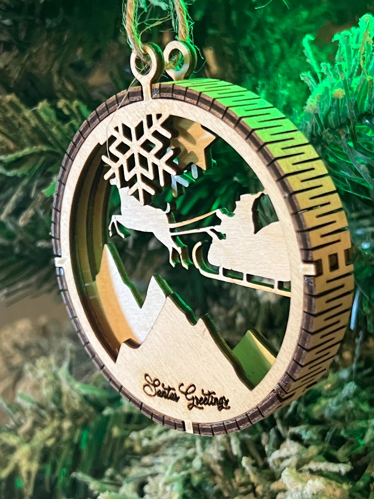 Handcrafted three-dimensional wooden ornament
