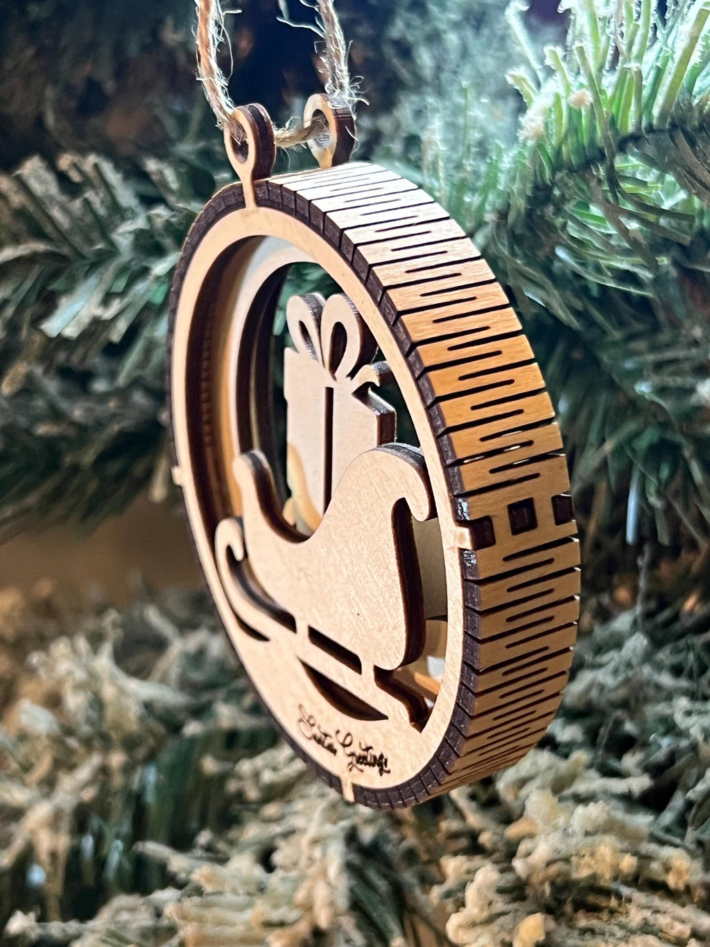 Handcrafted three-dimensional wooden ornament