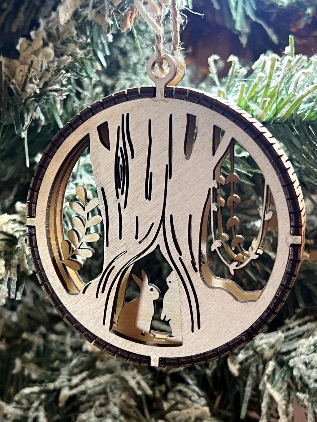 Handcrafted three-dimensional wooden ornament