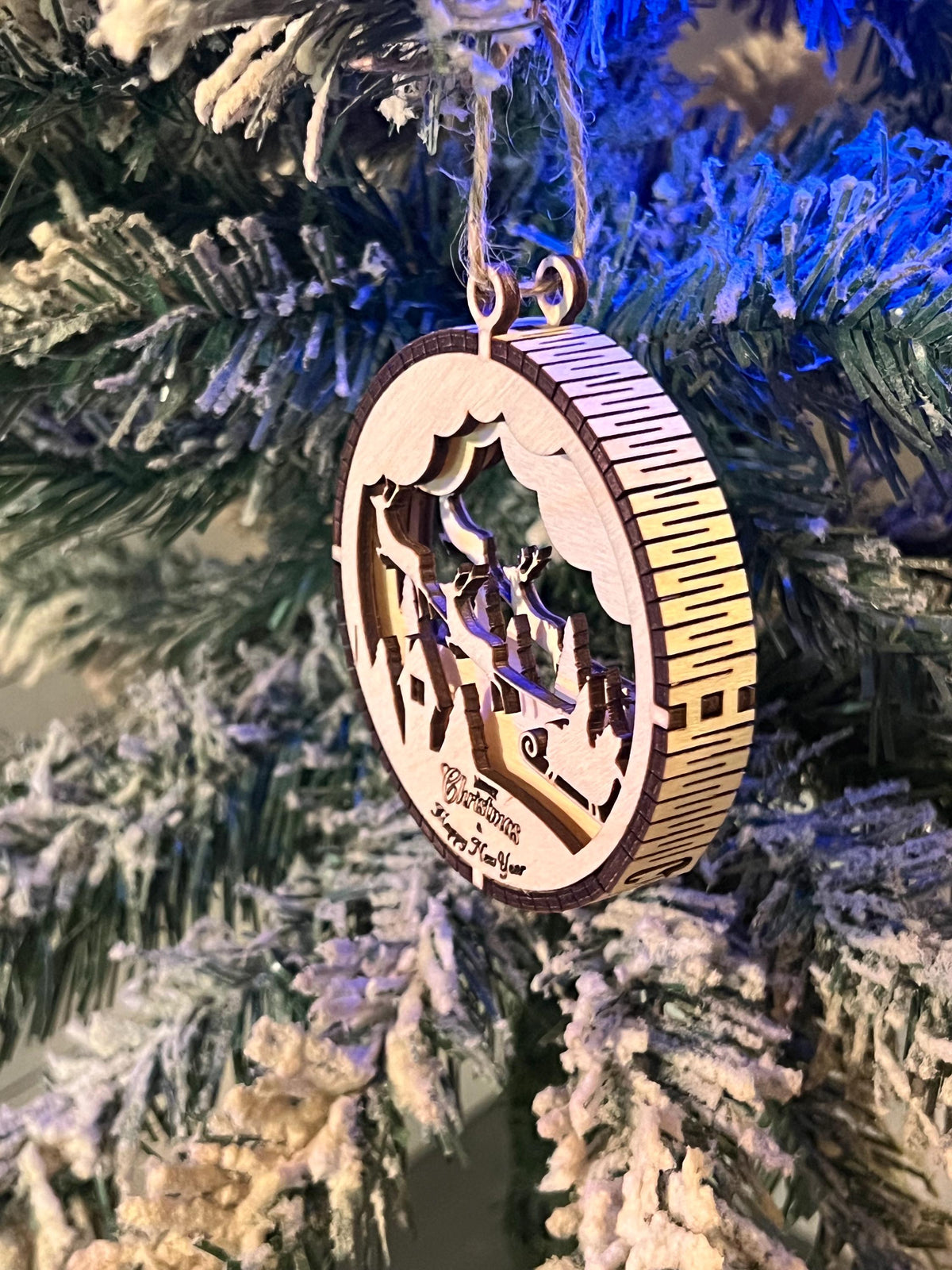 Handcrafted three-dimensional wooden ornament
