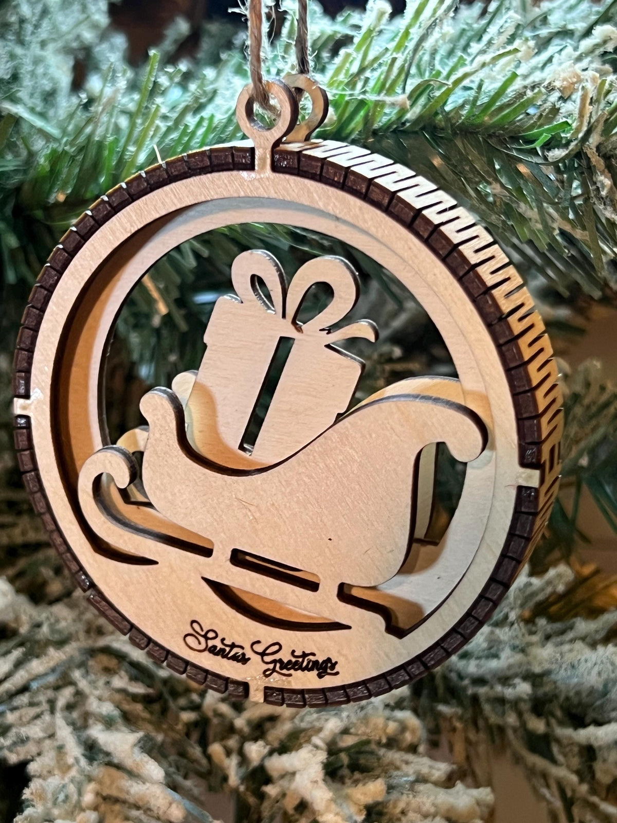 Handcrafted three-dimensional wooden ornament