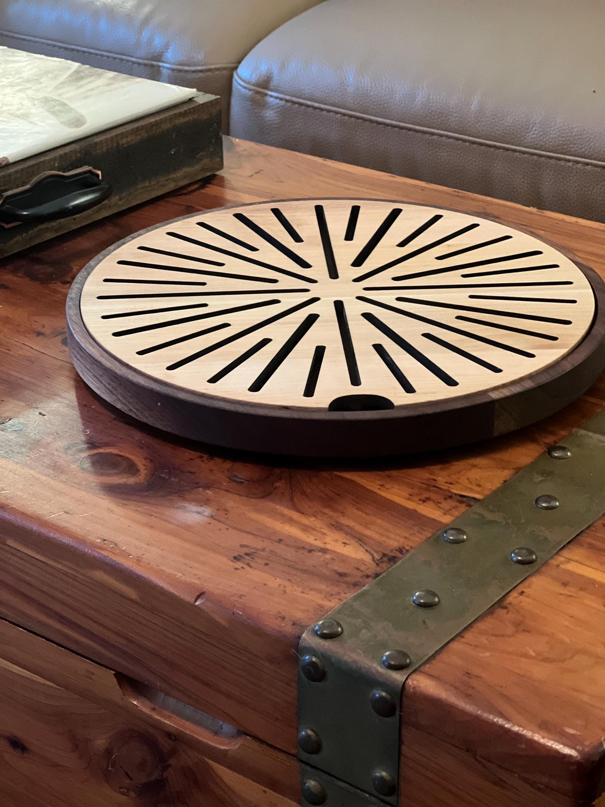 12” round Handcrafted walnut crumb/cutting board/Homeware