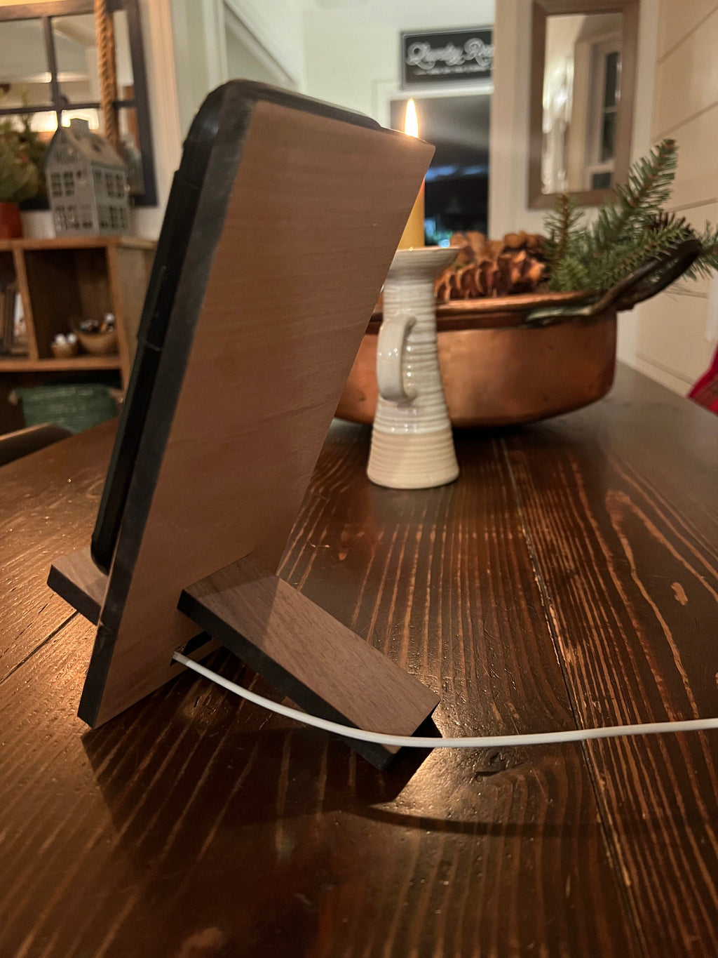 Solid wood cherry, and walnut phone stand