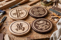 Mahjong wooden game coasters